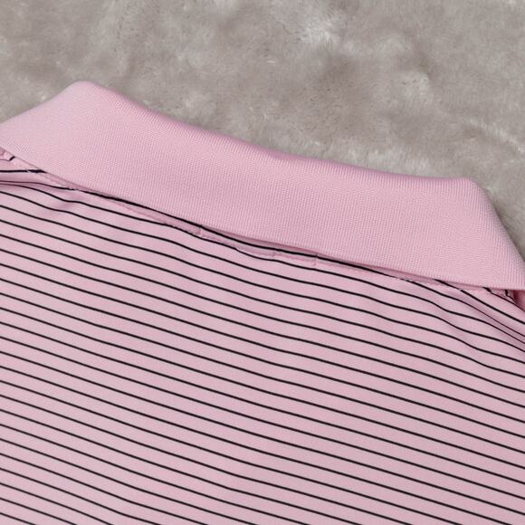 Peter Millar Pink Black Striped Summer Comfort Polo Shirt Mens Size XL - Picture 4 of 15